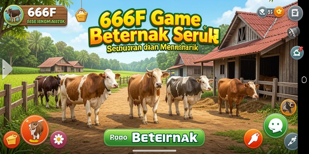 Antarmuka menarik permainan Beternak 666F yang interaktif.