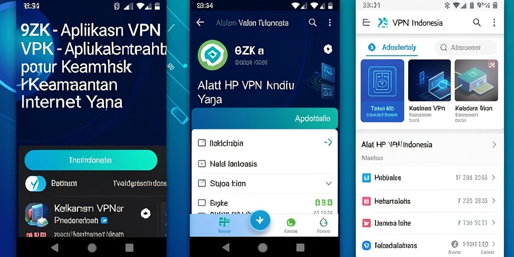 Tampilan antarmuka aplikasi 9ZK untuk VPN Indonesia yang user-friendly.