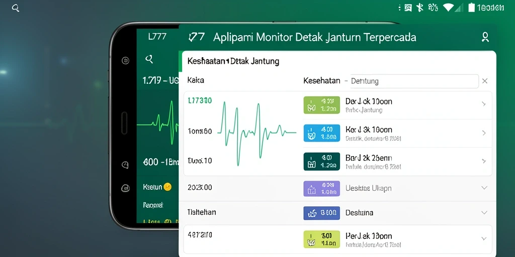 Antarmuka aplikasi L777 menampilkan grafik detak jantung yang interaktif.