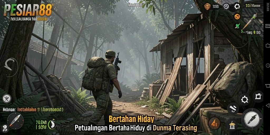 Antarmuka permainan PESIAR88 menampilkan tantangan bertahan hidup yang mendebarkan.