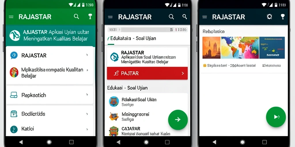 Tampilan antarmuka aplikasi Soal Ujian RAJASTAR yang interaktif.