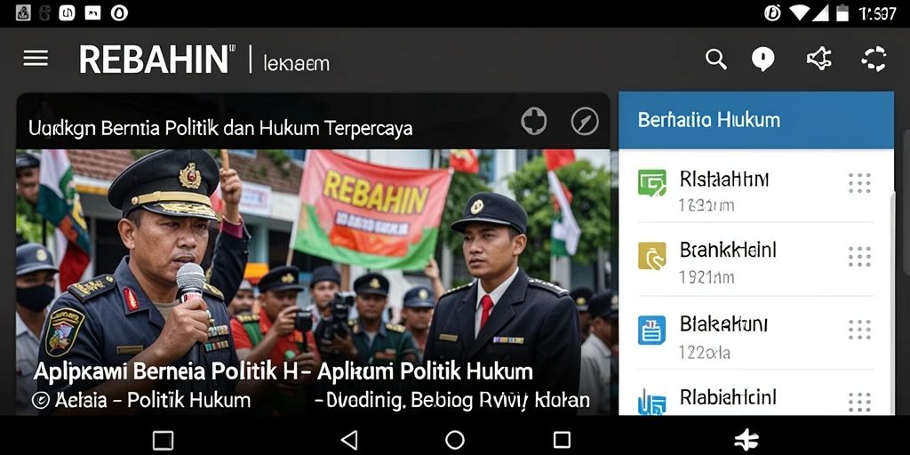 Tampilan antarmuka aplikasi REBAHIN dengan akses berita terkini.
