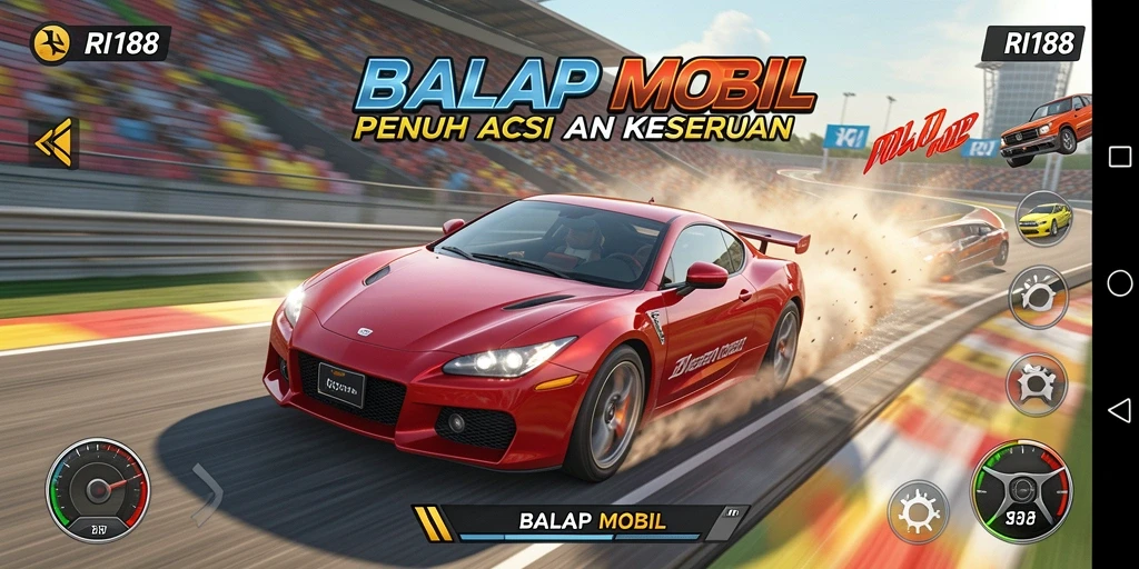 Screenshot RI188 menampilkan aksi balapan mobil yang mendebarkan dan grafik yang memukau.