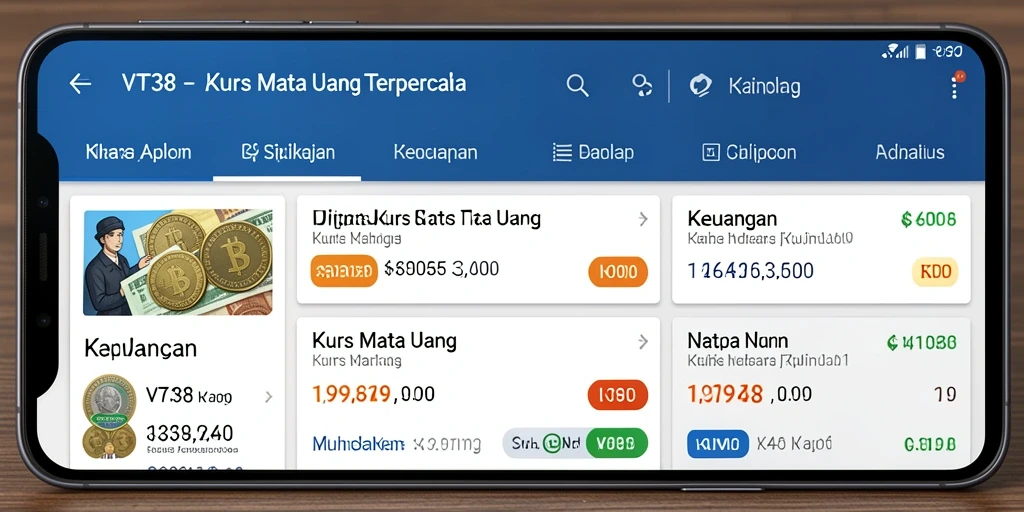 Antarmuka aplikasi VT38 menampilkan informasi kurs mata uang dengan jelas.
